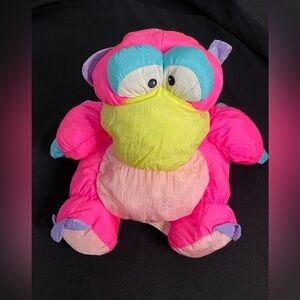 VTG 1989 Prestige Toy Nakajima Neon Pink Bird Dinosaur Nylon Plush